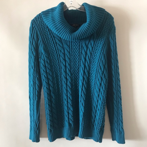 JEANNE PIERRE 100% Cotton Teal Chunky Knit Sweater - Picture 2 of 4